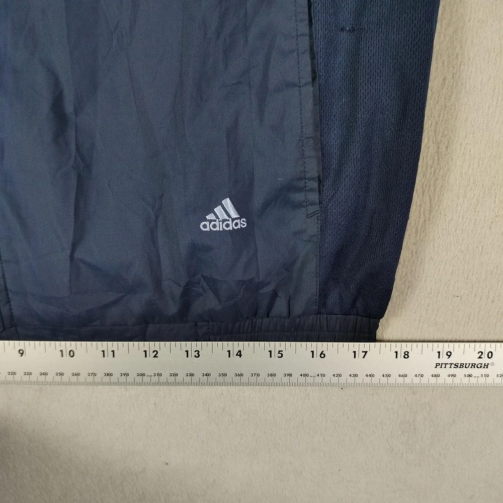 Vintage Adidas Track Jacket Mens M/L Blue 3 Stripe Button Off Sleeve Trefoil